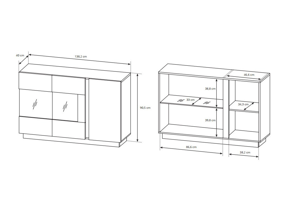 Set za dnevnu sobu Novbela 114 (Belo + Sjajno belo + Unuk hrast)