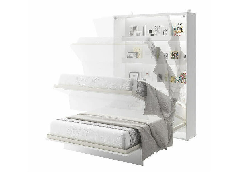 Zidni krevet Concept Pro Lenart (Belo + Sjajno belo)