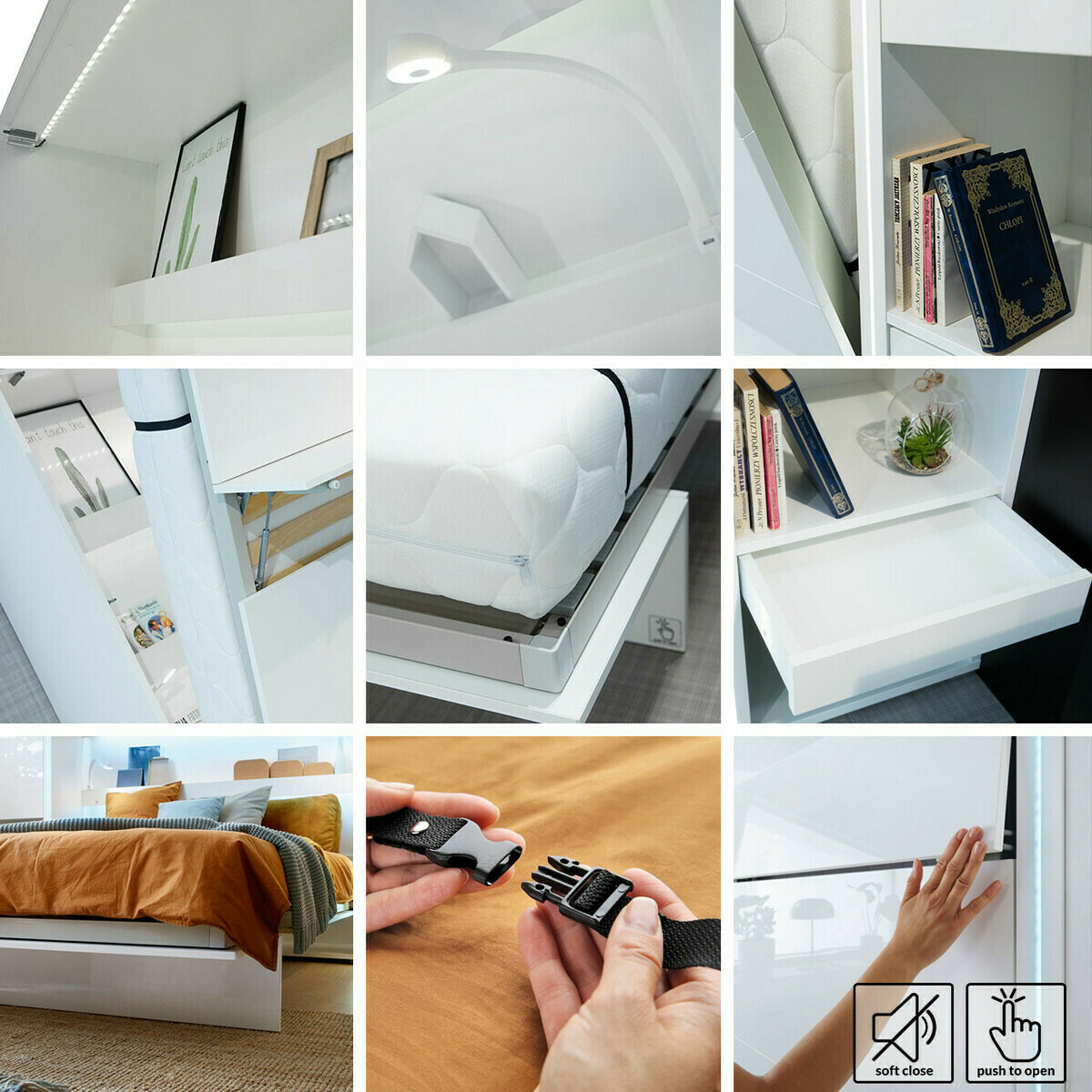 Zidni krevet Concept Pro Lenart (Belo)