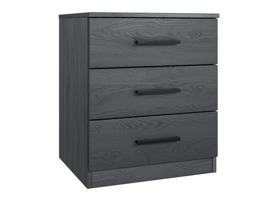 Noćni ormarić Levruvu 107 (Sivi hrast + Crno)