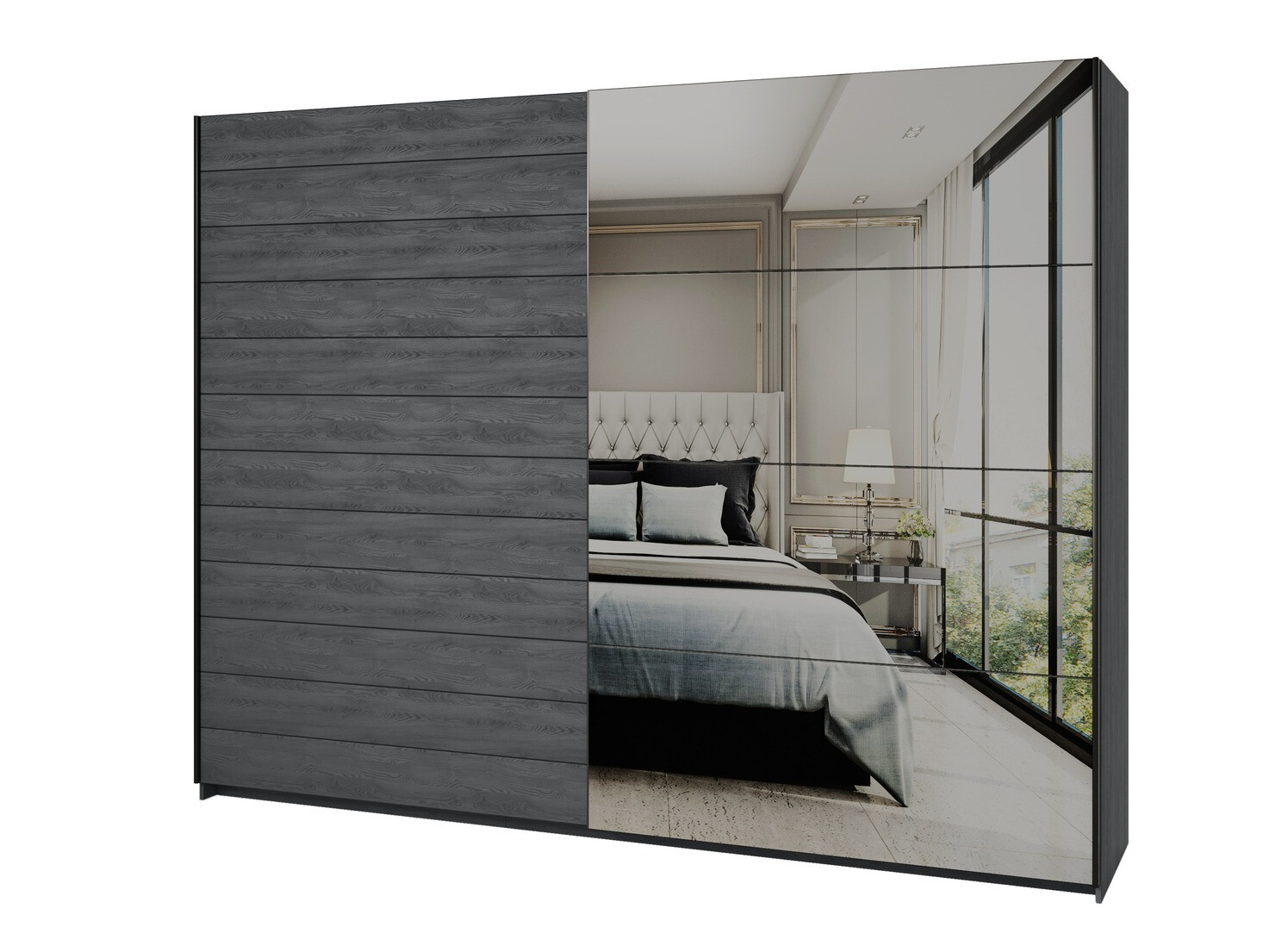 Ormar Levruvu 105 (Sivi hrast + Crno)