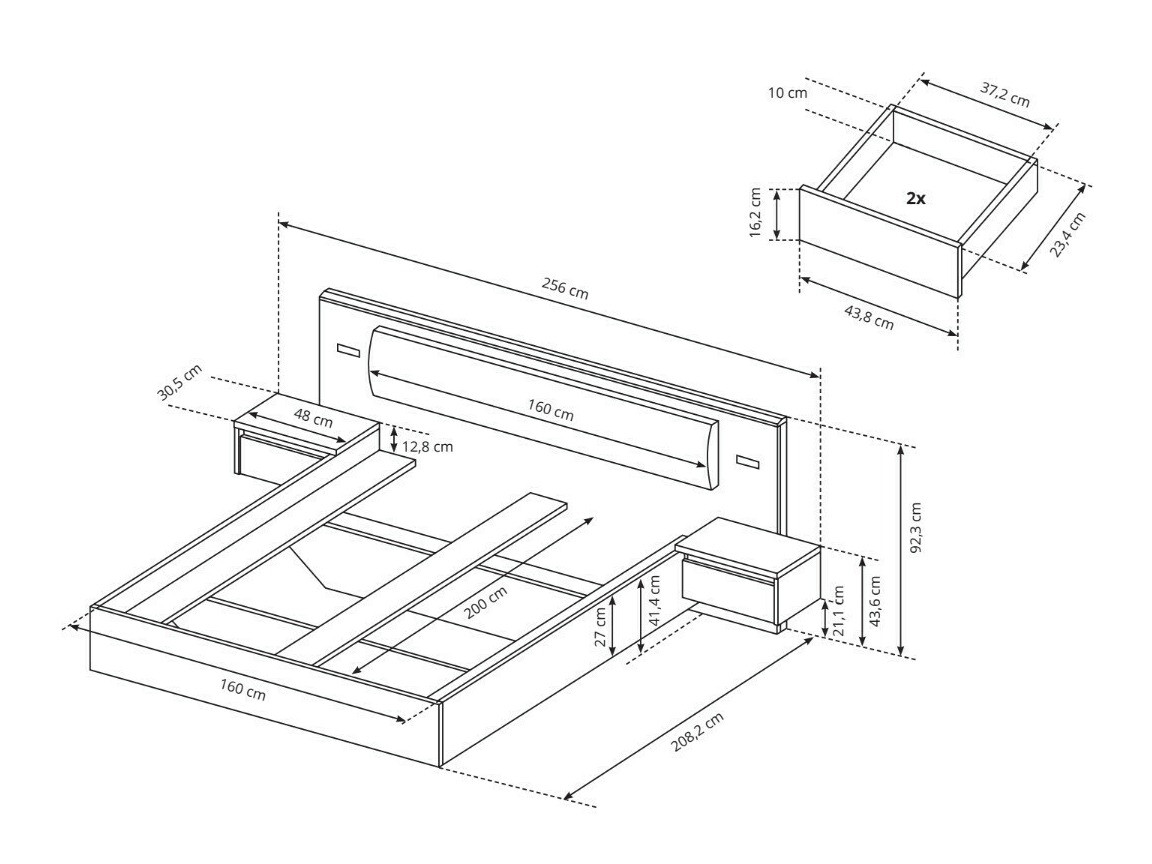 Krevet Evarenoi 103 Sa noćnim ormarićima
