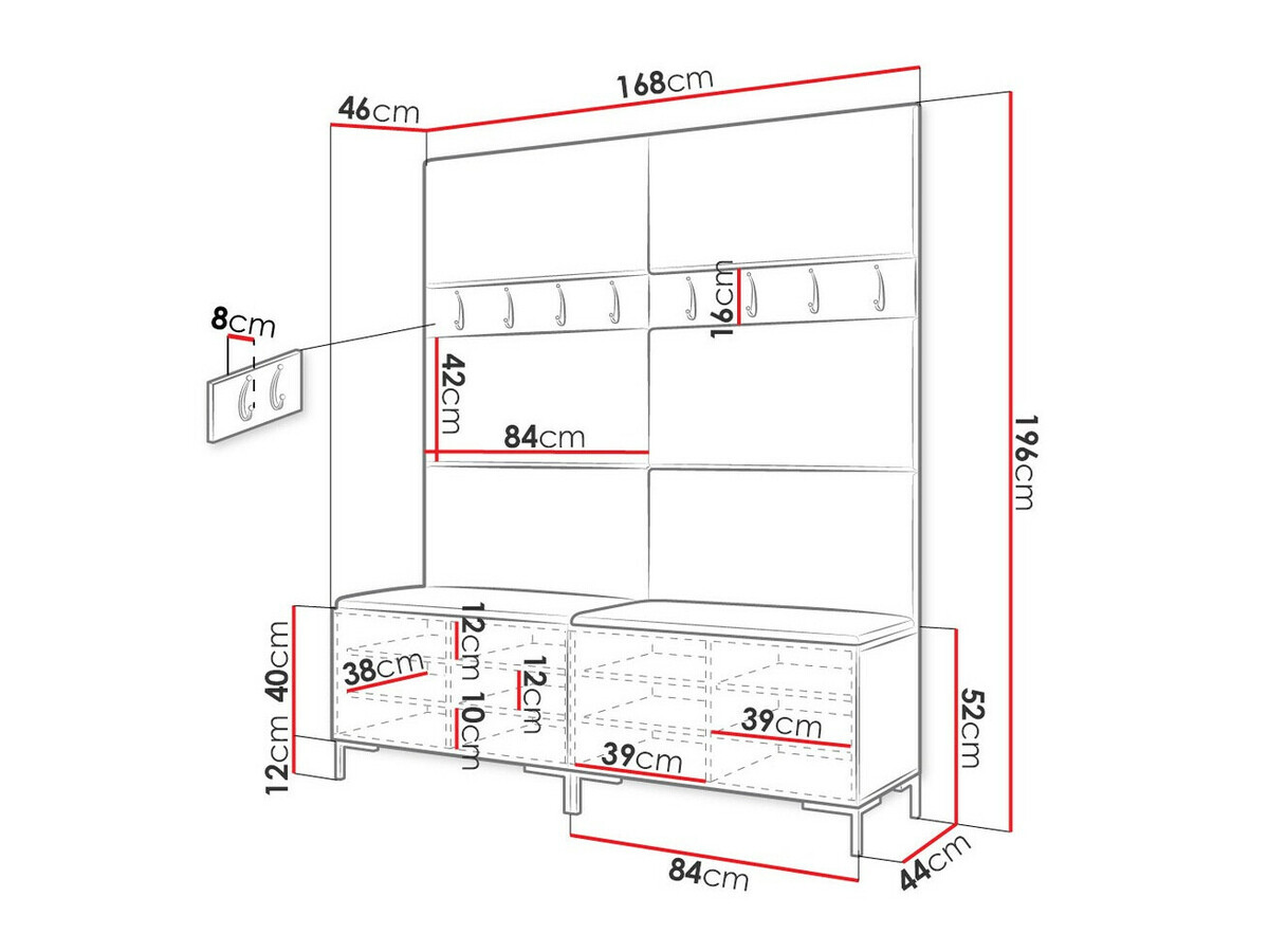 Set za hodnik Tivsoa 101 (Crno)