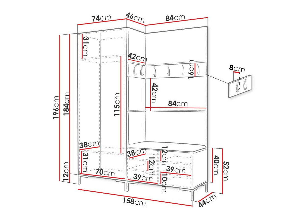 Set za hodnik Tivsoa 107 (Belo)