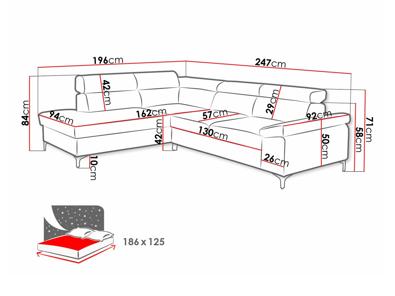 Ugaona sofa Lincoln 168 (Lars 79)