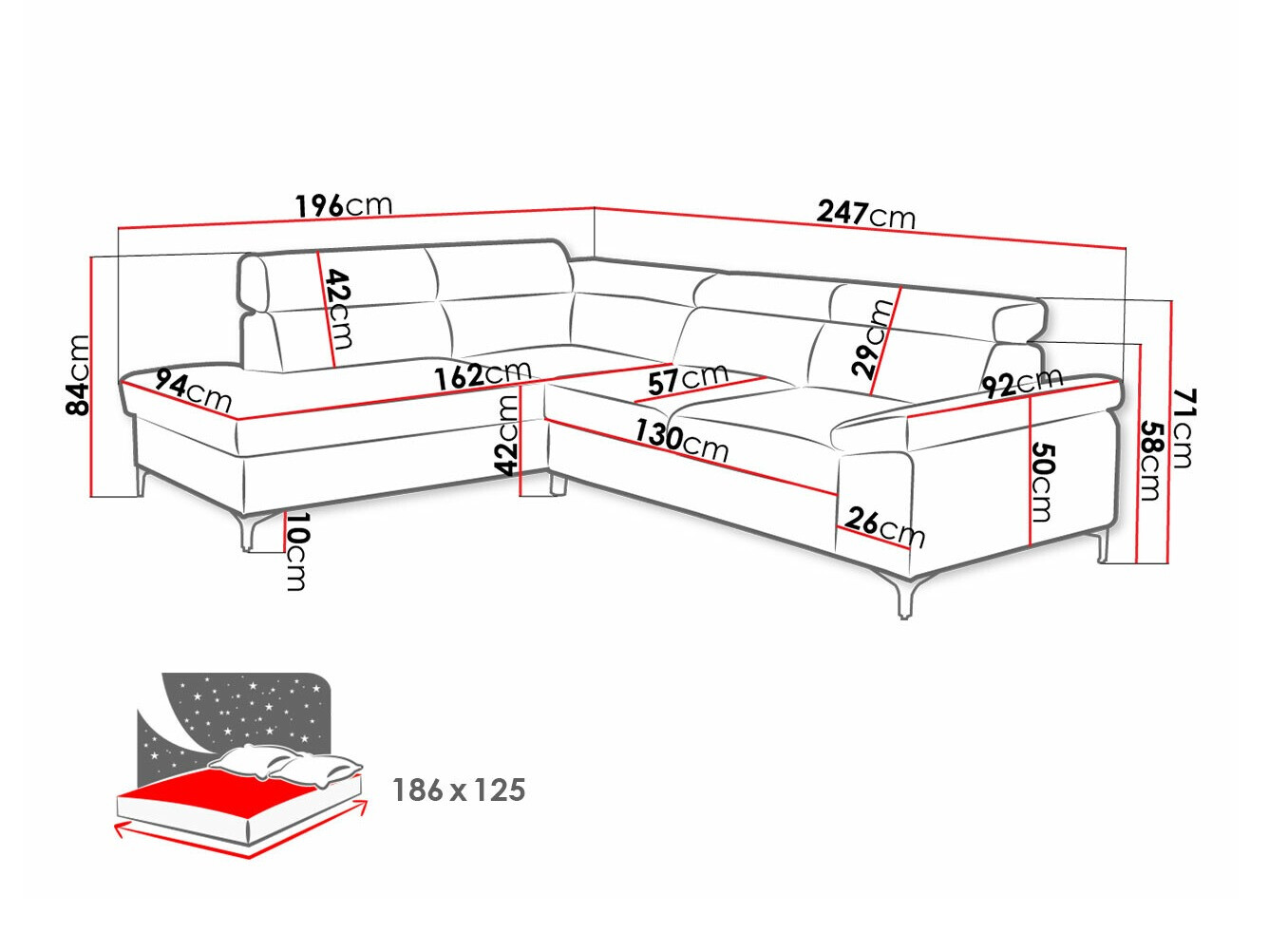 Ugaona sofa Lincoln 168 (Lars 89)