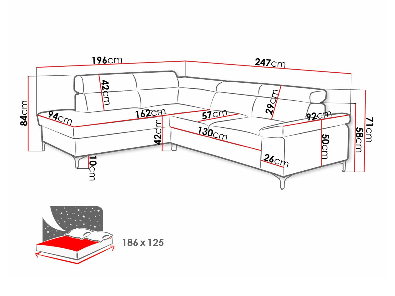 Ugaona sofa Lincoln 168 (Lars 89)