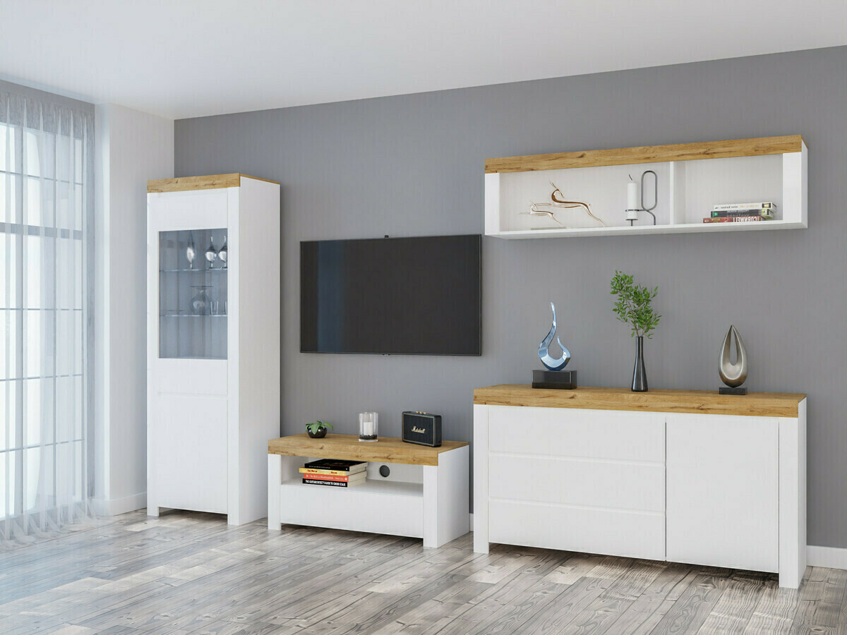 Komoda Sonsoru 100 (Belo + Sjajno belo + Hrast Votan)