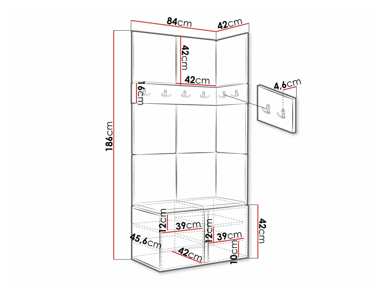 Set za hodnik Hartford 264 (Belo)