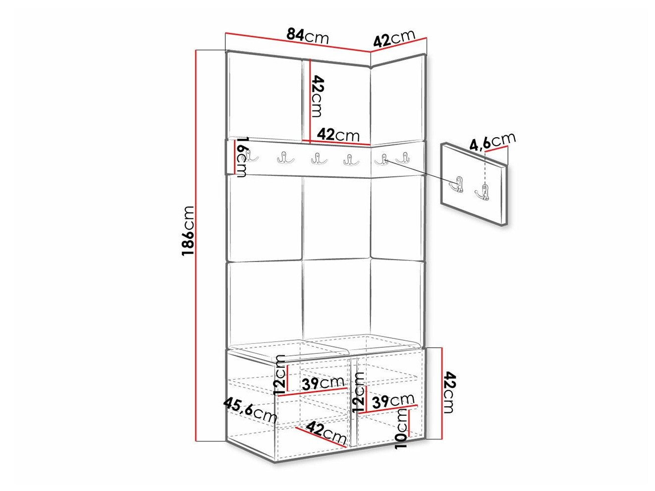 Set za hodnik Hartford 264 (Zanatski hrast)