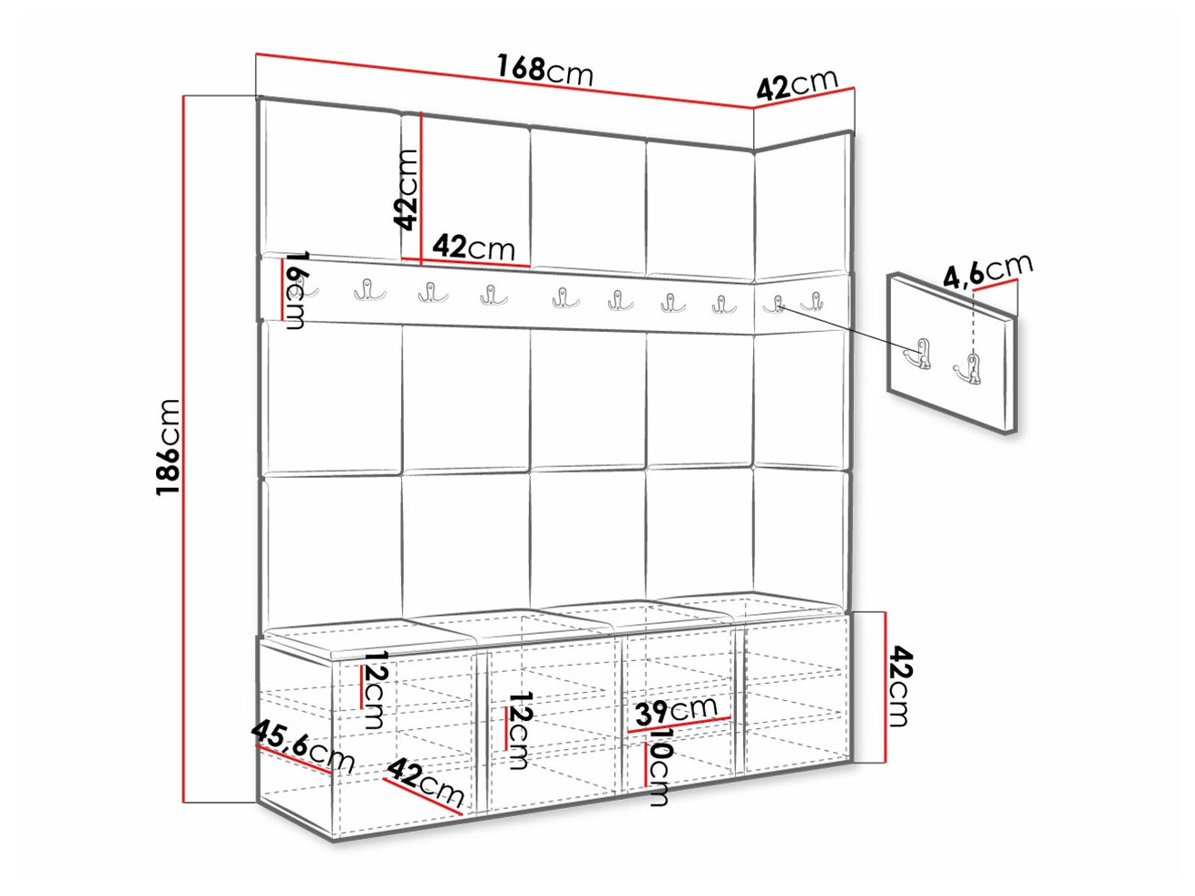 Set za hodnik Hartford 265 (Belo)