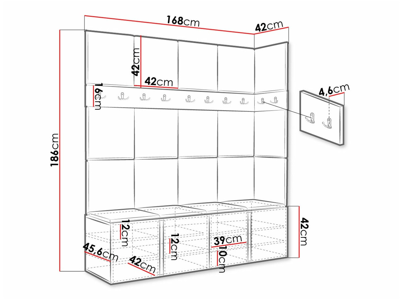 Set za hodnik Hartford 265 (Zanatski hrast)