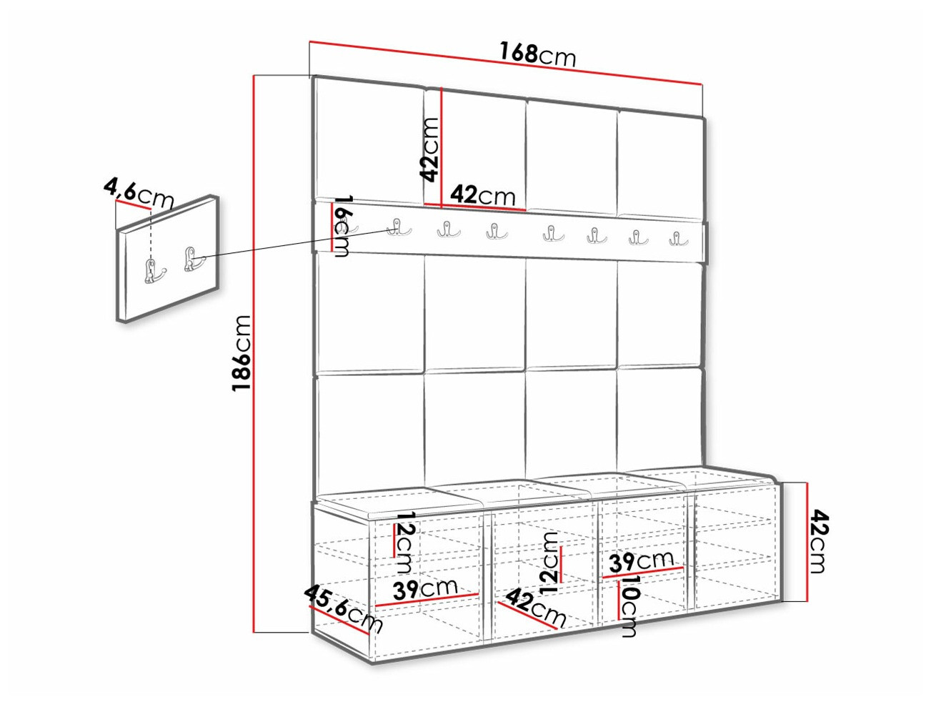 Set za hodnik Hartford 268 (Zanatski hrast)