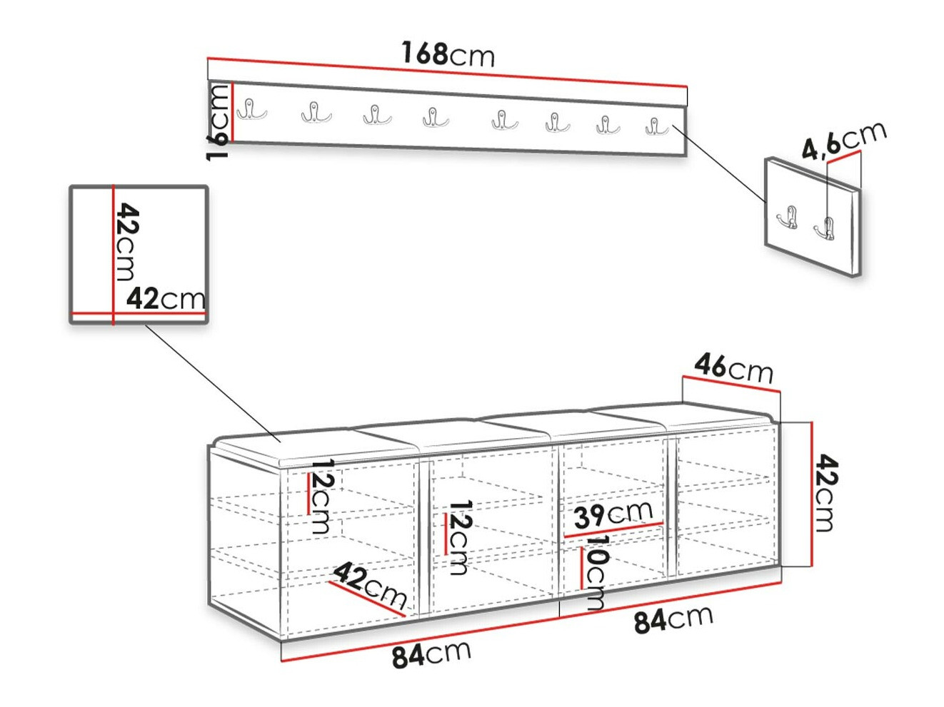 Set za hodnik Hartford 276 (Graphite)