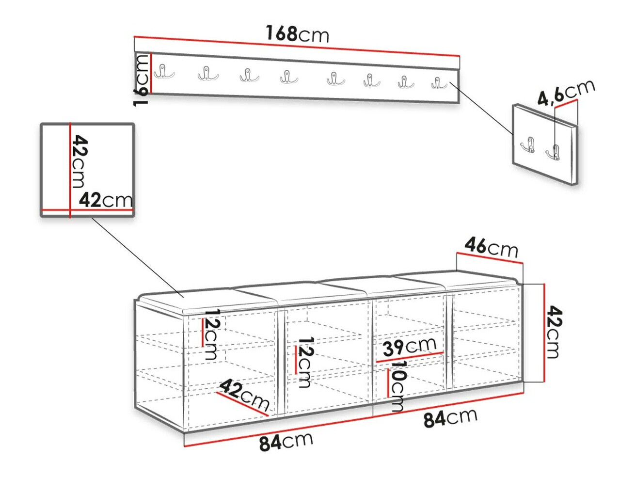 Set za hodnik Hartford 276 (Zanatski hrast)