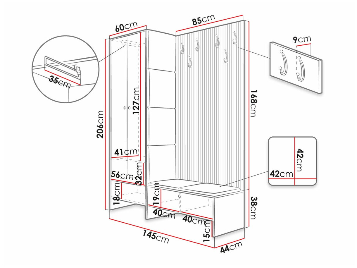 Set za hodnik Hartford 320 (Zanatski hrast + Manila 04)