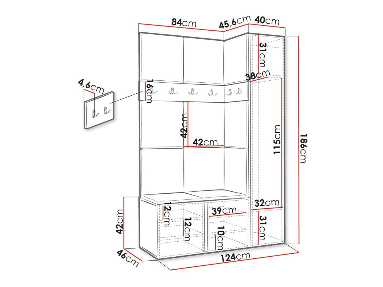 Set za hodnik Hartford 471 (Zanatski hrast)