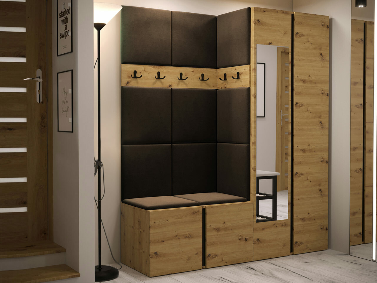 Set za hodnik Hartford 278 (Zanatski hrast)