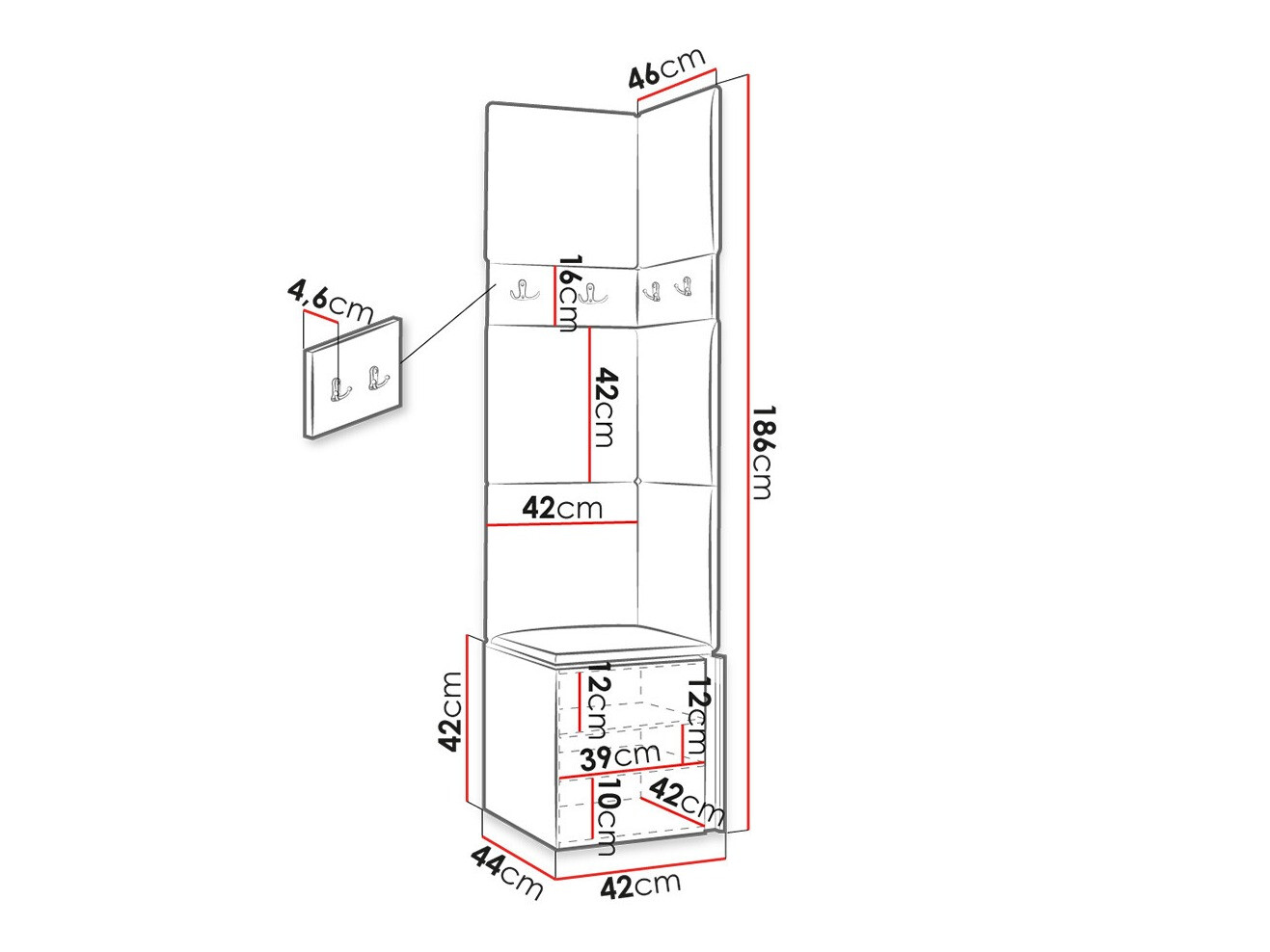 Set za hodnik Hartford 347 (Belo)