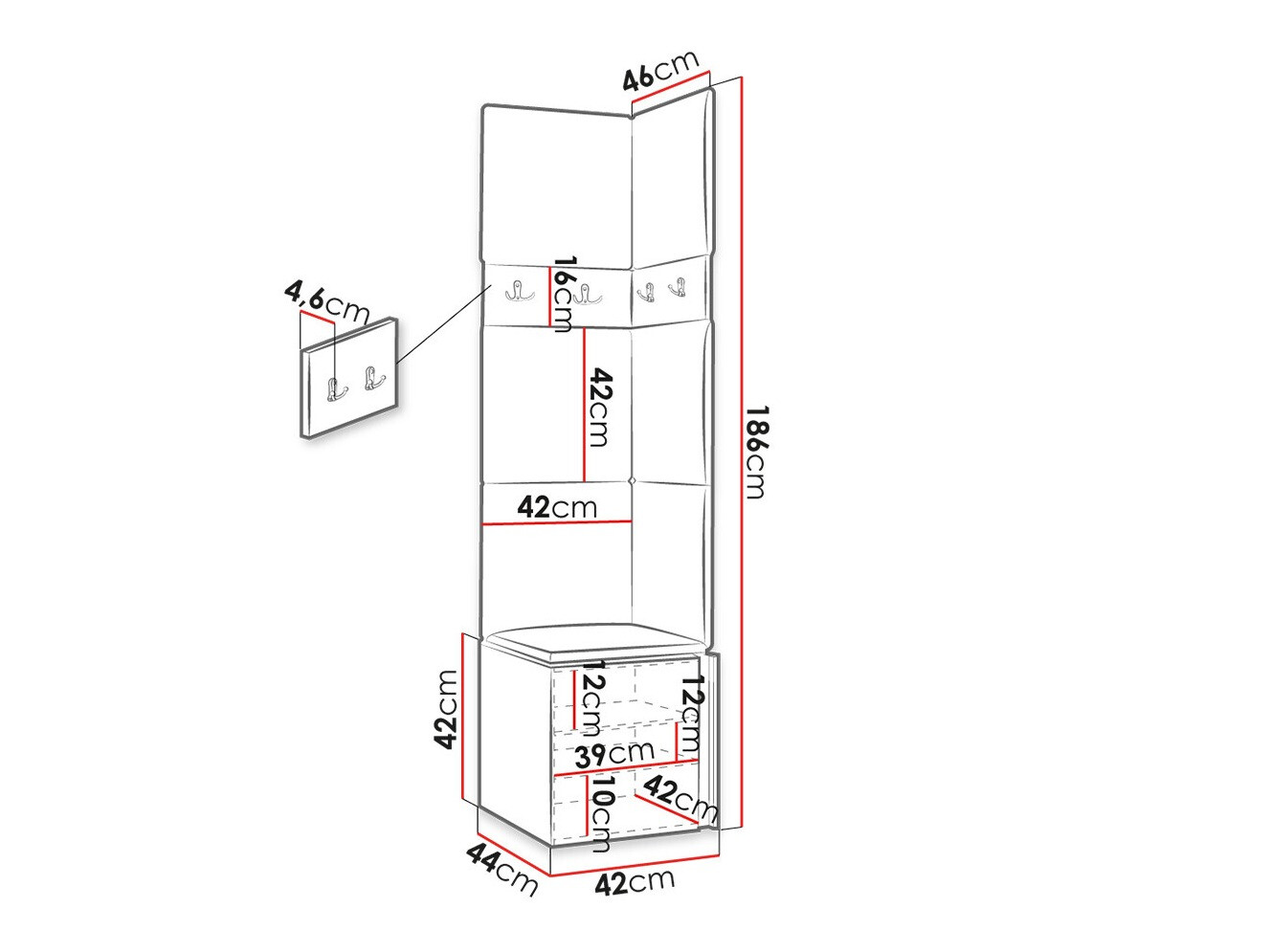 Set za hodnik Hartford 347 (Graphite)