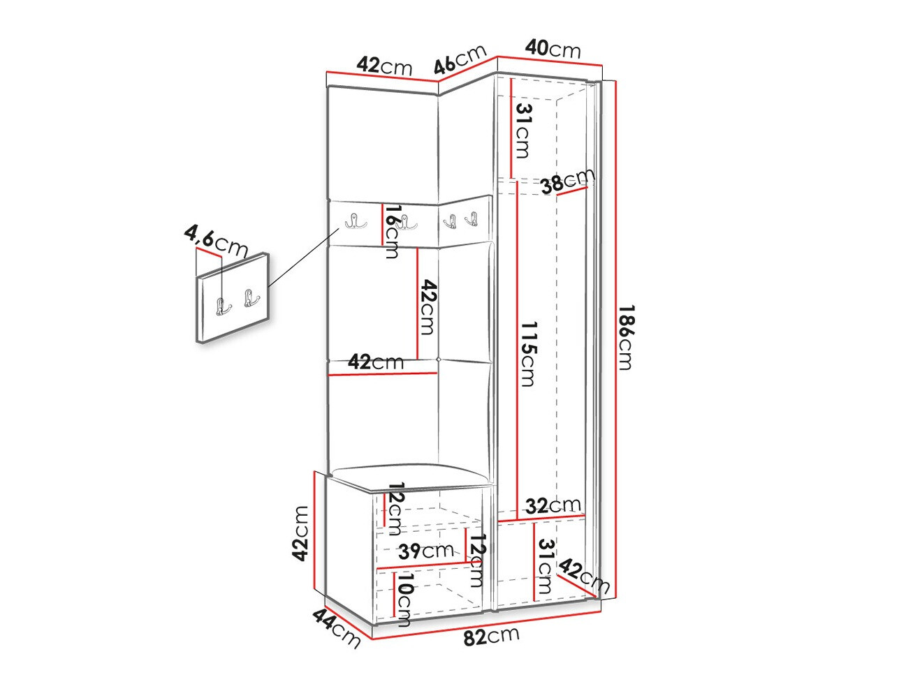 Set za hodnik Hartford 348 (Graphite)