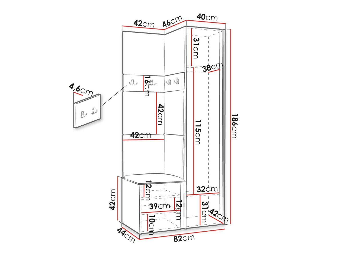 Set za hodnik Hartford 354 (Belo)