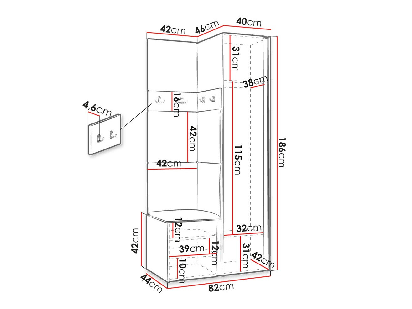 Set za hodnik Hartford 354 (Graphite)