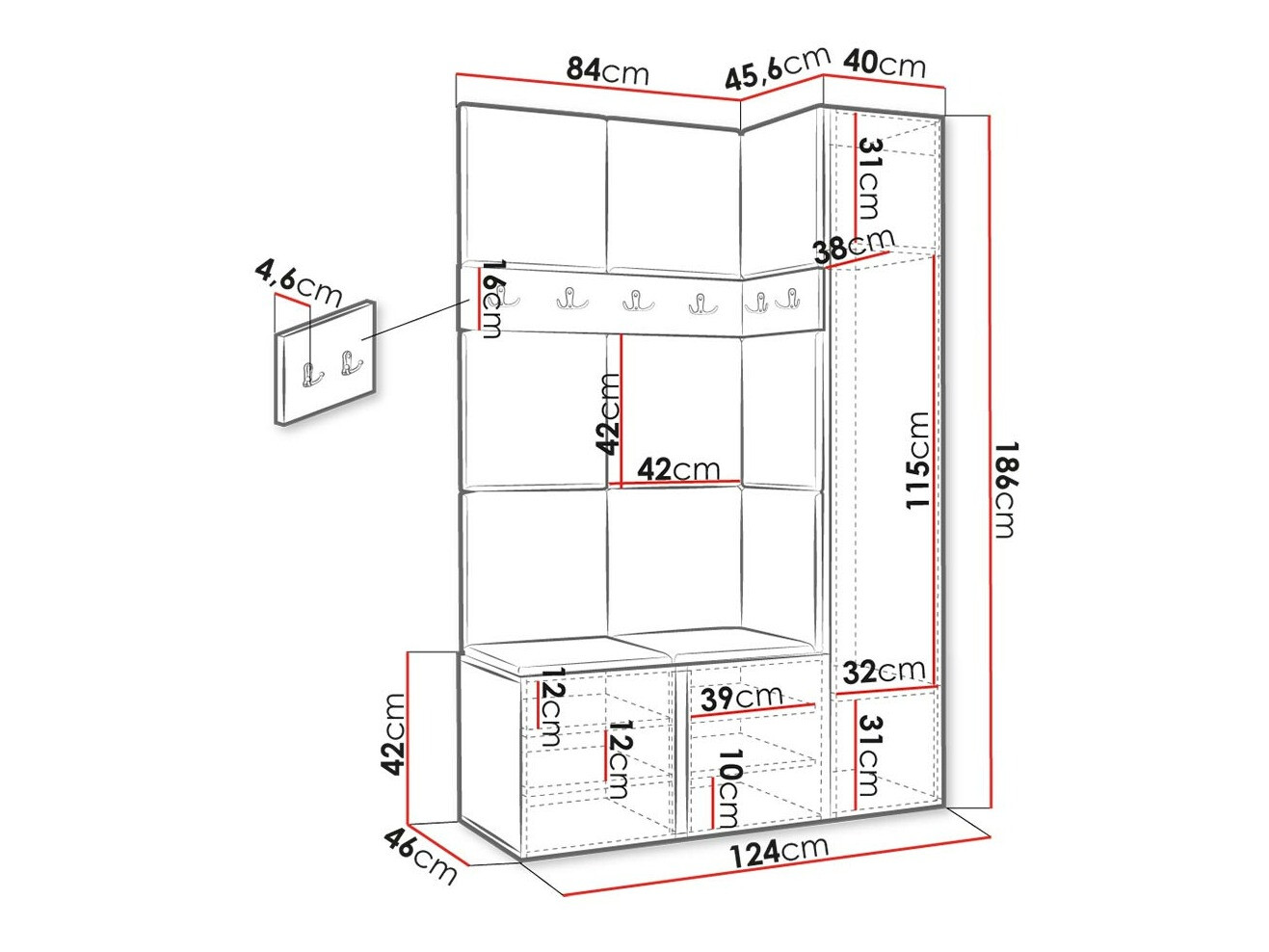 Set za hodnik Hartford 277 (Graphite)