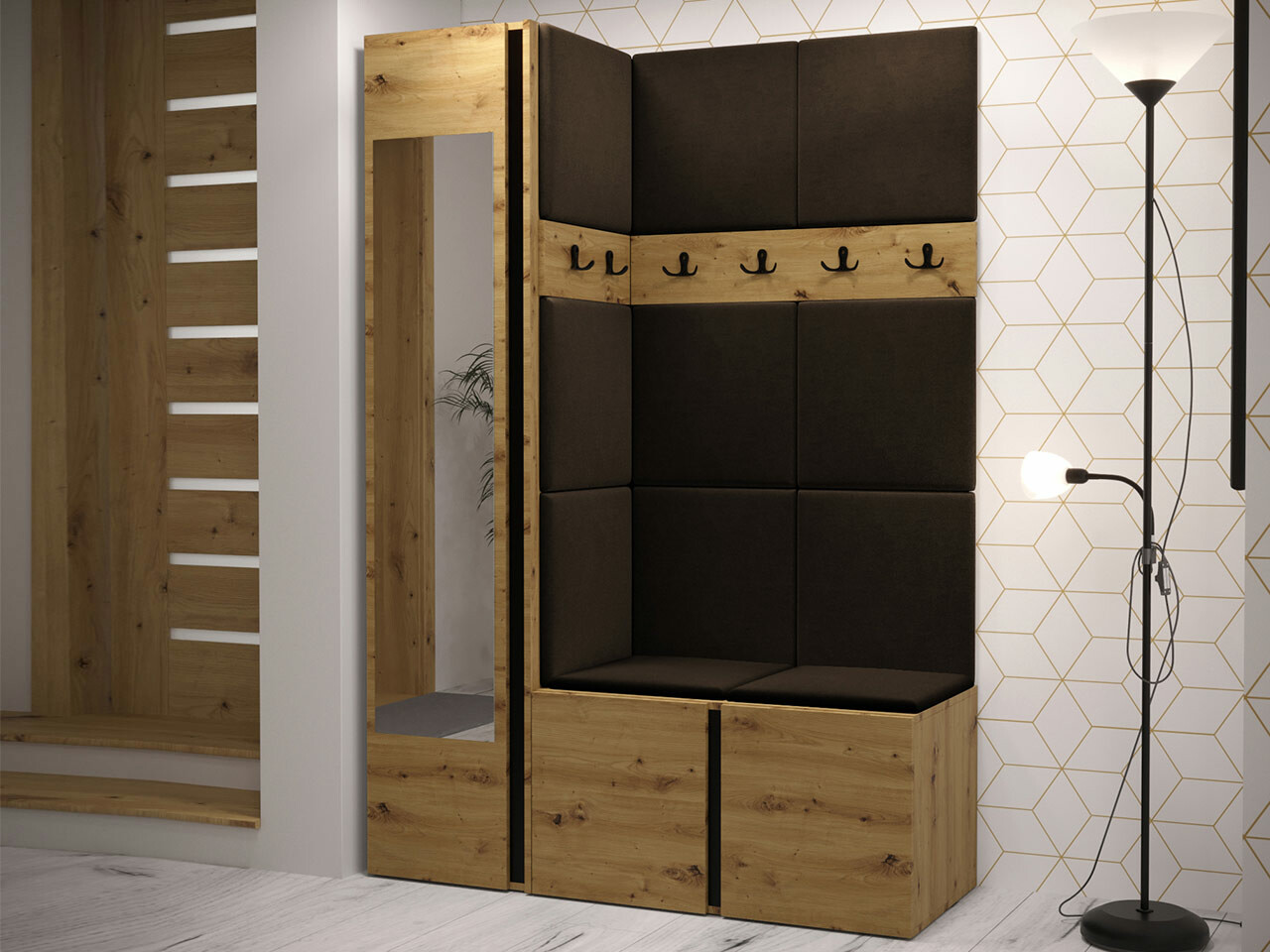 Set za hodnik Hartford 277 (Zanatski hrast)