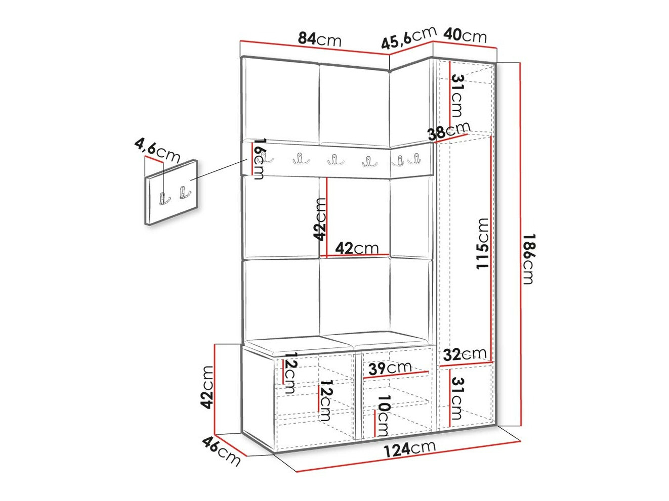 Set za hodnik Hartford 277 (Zanatski hrast)