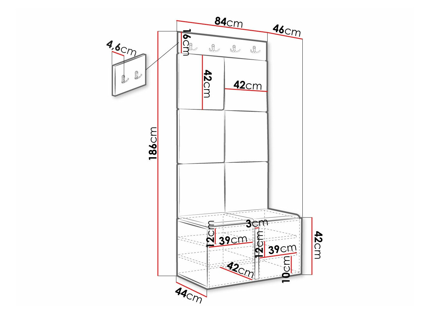 Set za hodnik Hartford 375 (Belo)