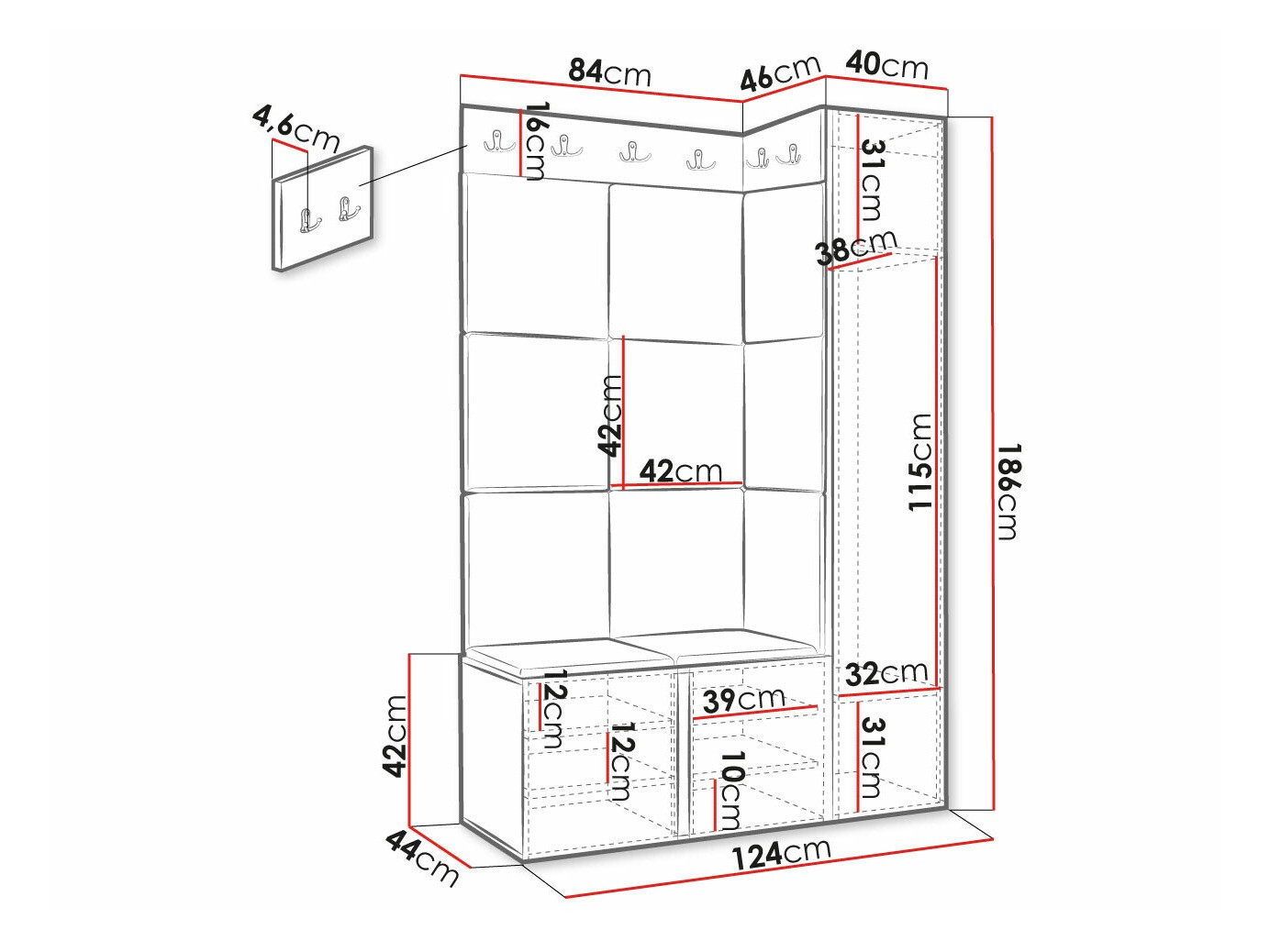 Set za hodnik Hartford 377 (Belo)