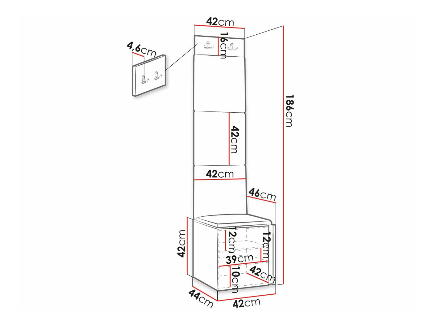 Set za hodnik Hartford 378 (Belo)