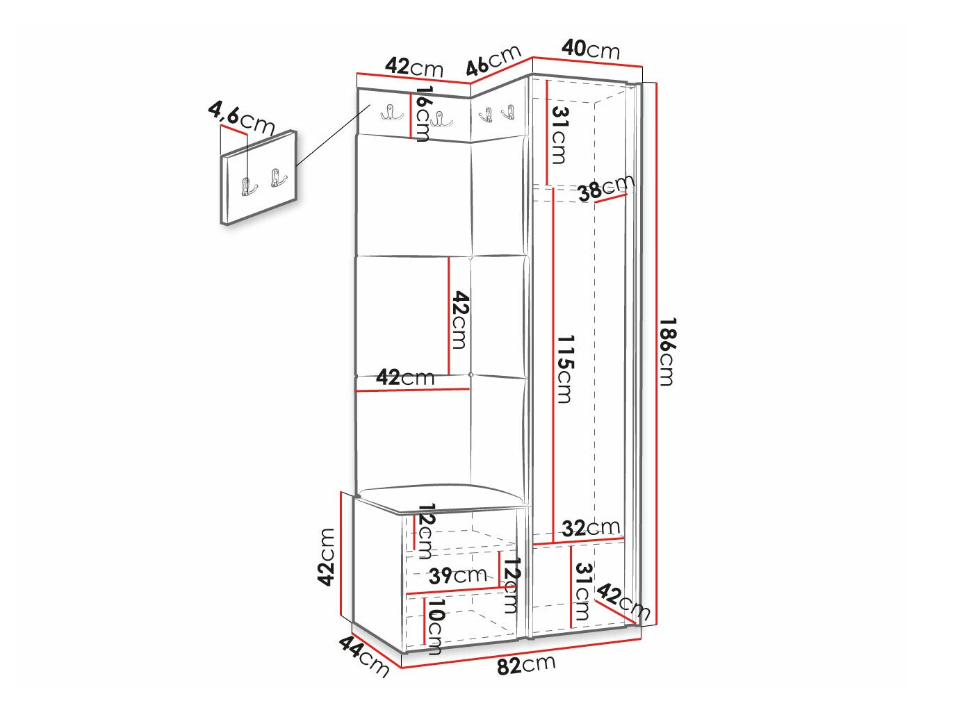 Set za hodnik Hartford 381 (Belo)