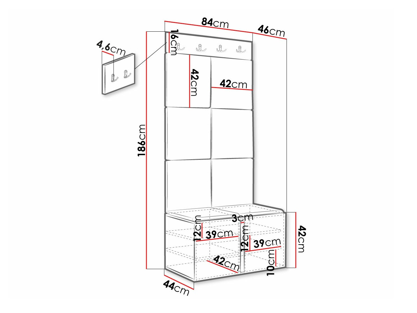 Set za hodnik Hartford 383 (Belo)