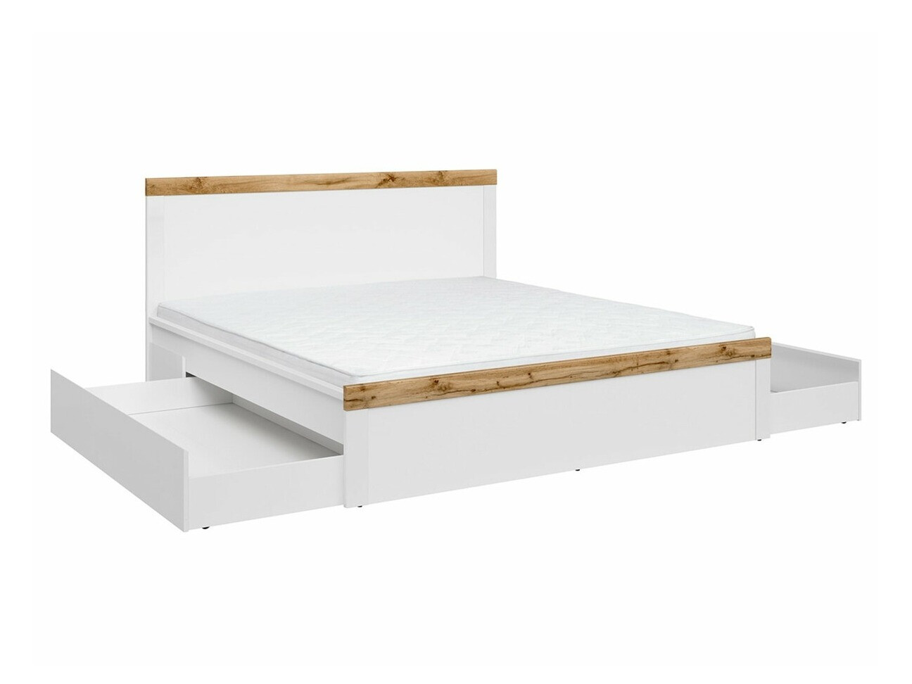 Krevet Sonsoru 115 (Belo + Sjajno belo + Hrast Votan)