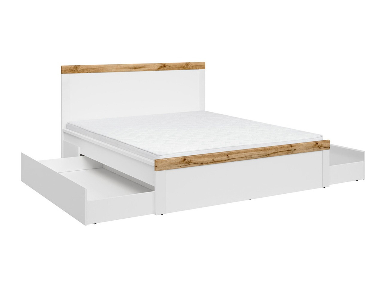 Krevet Sonsoru 115 (Belo + Sjajno belo + Вотан храст)