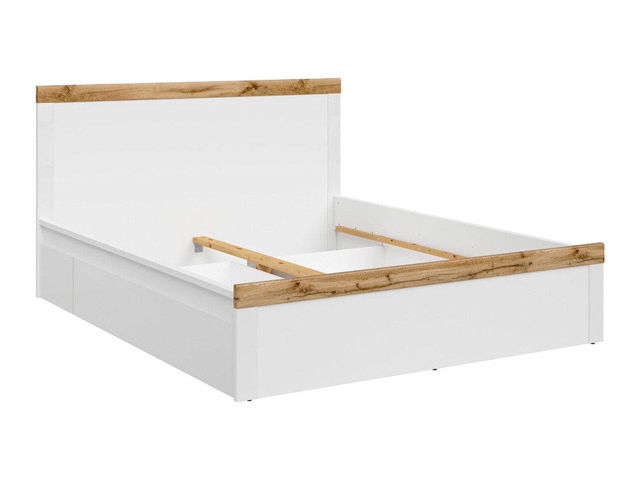 Krevet Sonsoru 115 (Belo + Sjajno belo + Вотан храст)