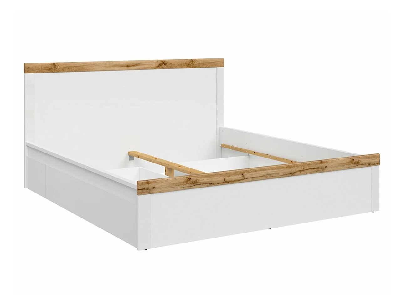 Krevet Sonsoru 115 (Belo + Sjajno belo + Вотан храст)