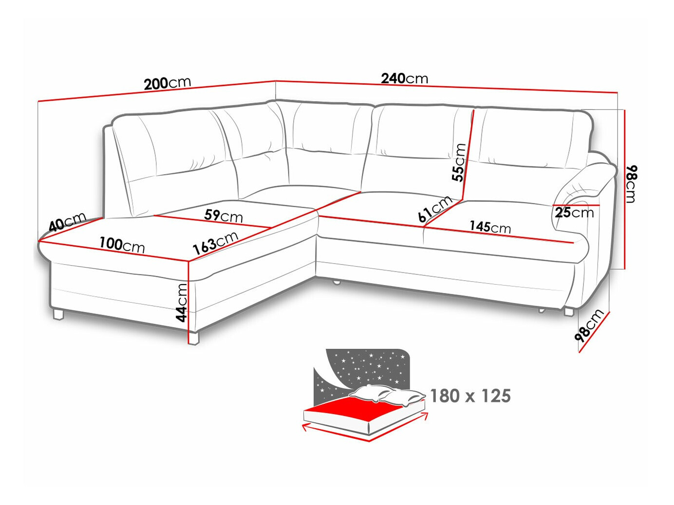 Ugaona sofa Lincoln 170 (Zetta 302)