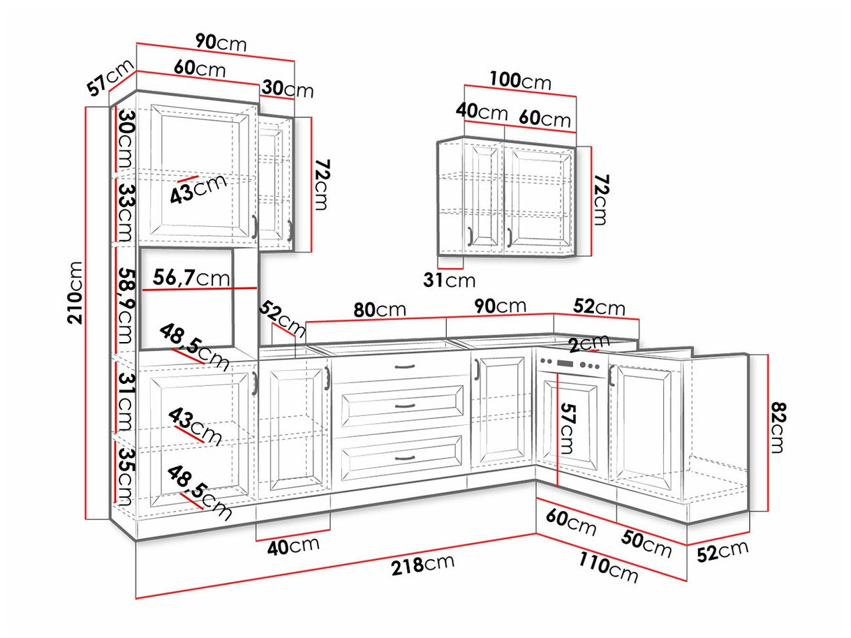 Modularni kuhinjski set Retro Grey 148