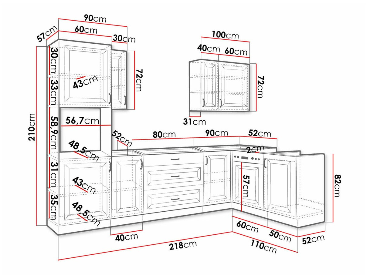 Modularni kuhinjski set Retro Grey 148