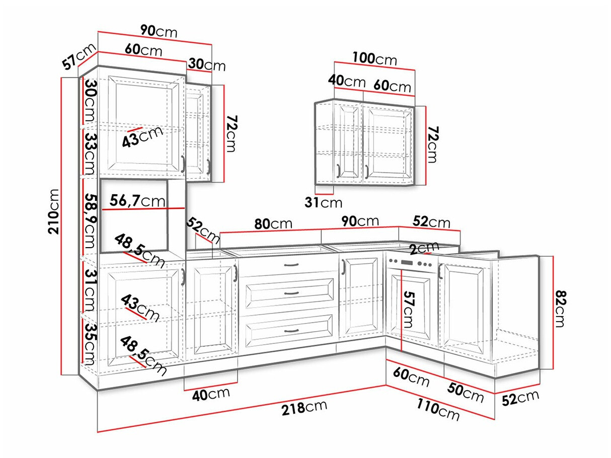 Modularni kuhinjski set Retro White 148