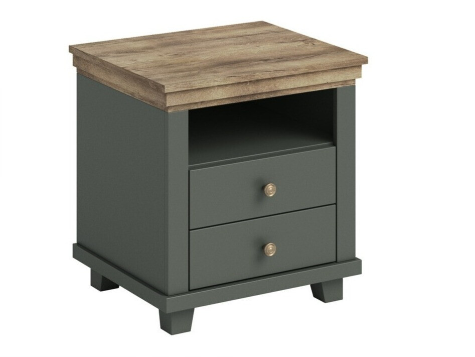 Noćni ormarić Tolnue 117 (Tamno zelena + Храст лефкас)