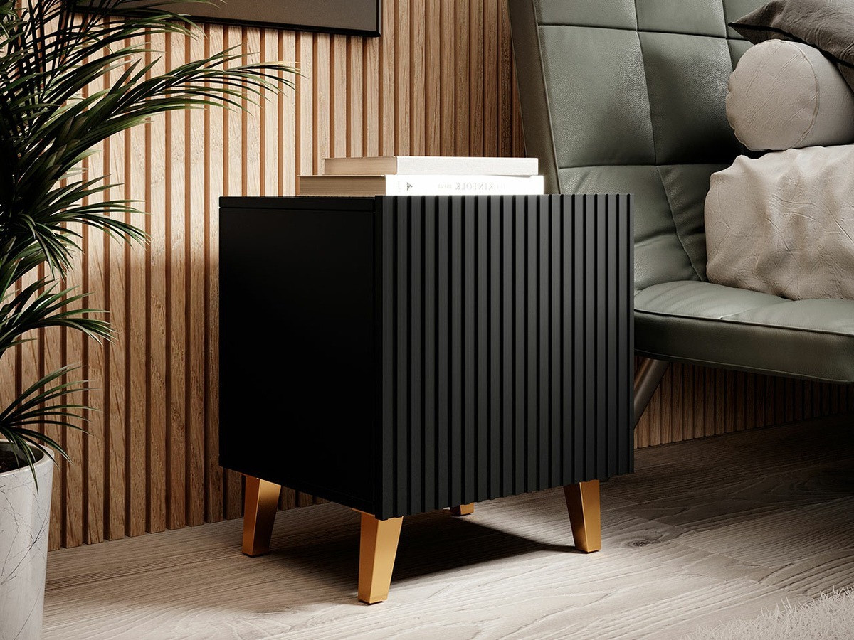 Noćni ormarić Dicto (Crno + Zlatna) (2kom.)