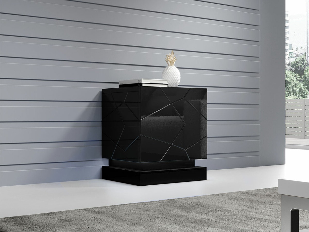 Set noćnih ormarića Charlotte 187 (Crno + Crna visoki sjaj)