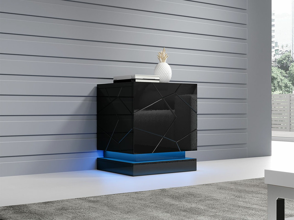 Set noćnih ormarića Charlotte 187 (Crno + Crna visoki sjaj)