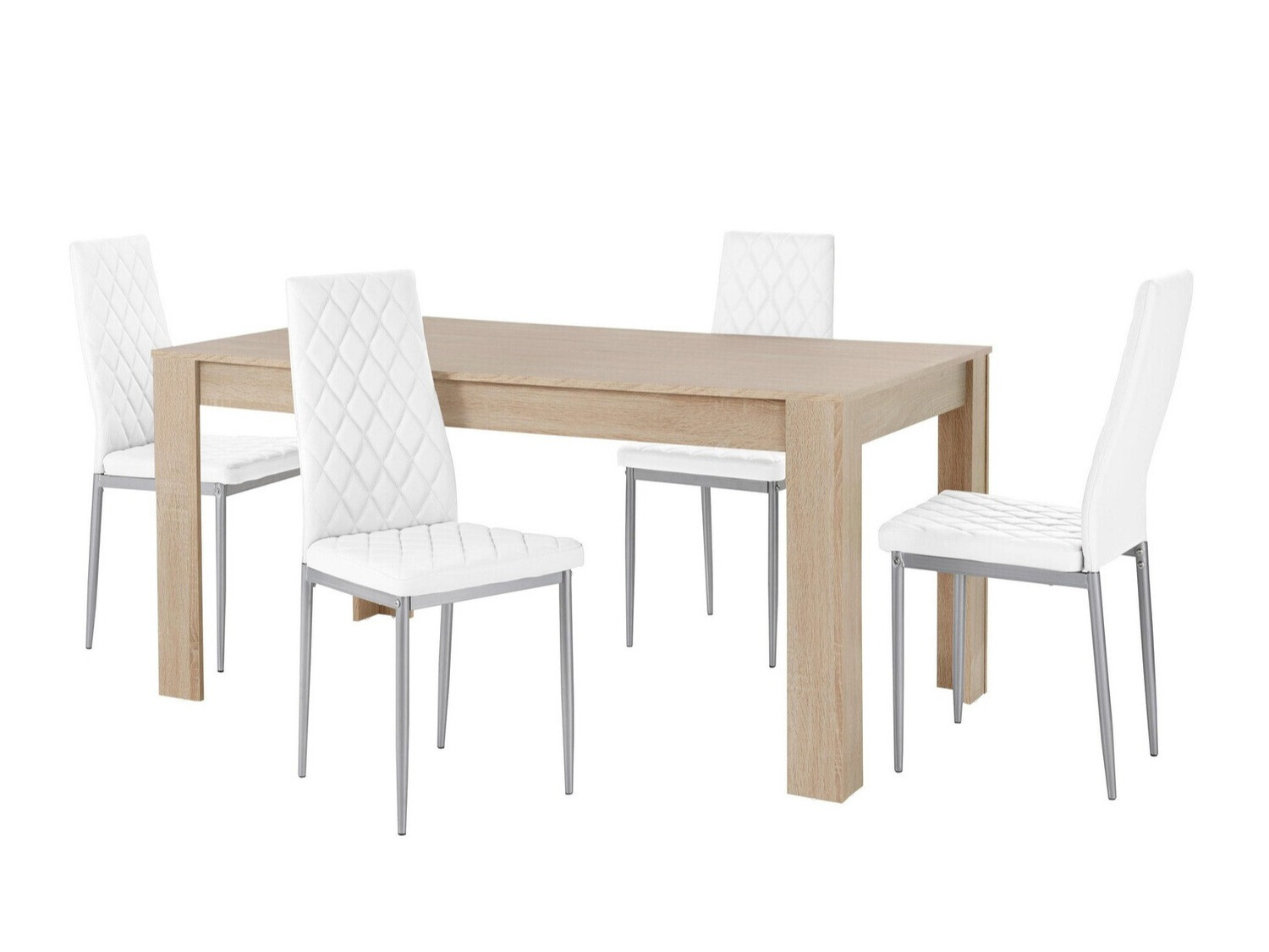 Trpezarijski set Denton 598 (Belo + Srebrna)