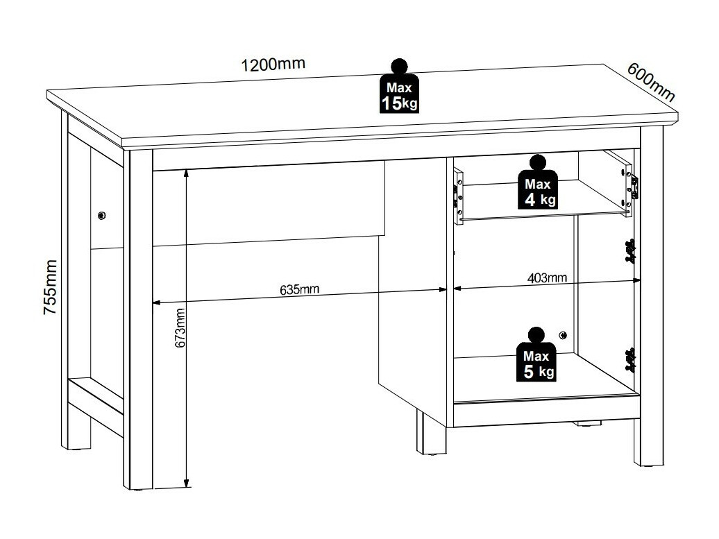 Kancelarijski sto Sordoro 129 (Sibu ariš + Larico bor)