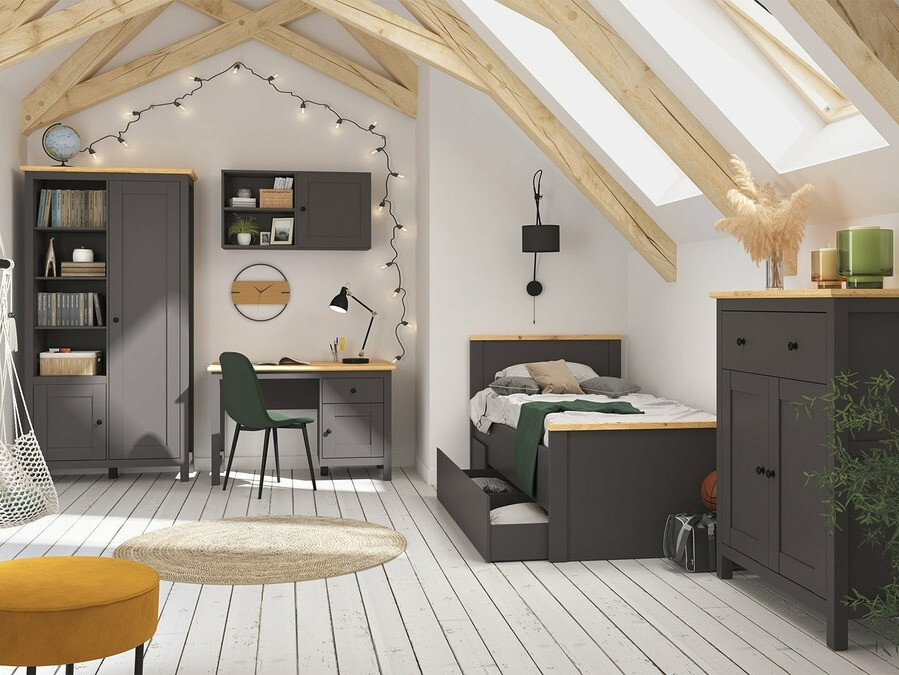 Krevet Sordoro 132 (Graphite + Zanatski hrast)